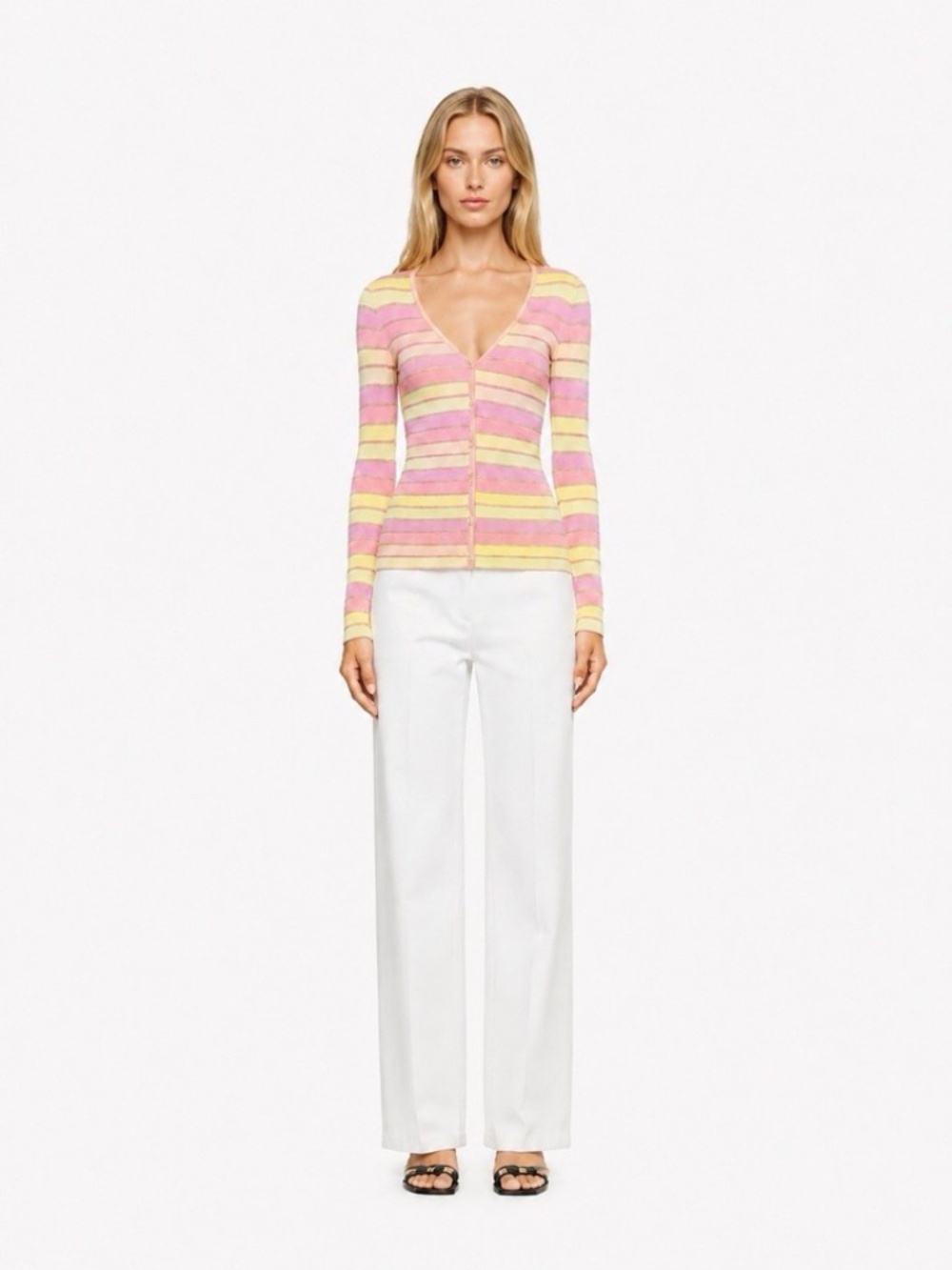 Escada Cardigan Striped Multi *VINTAGE* Sz 36 Authentic ❤️